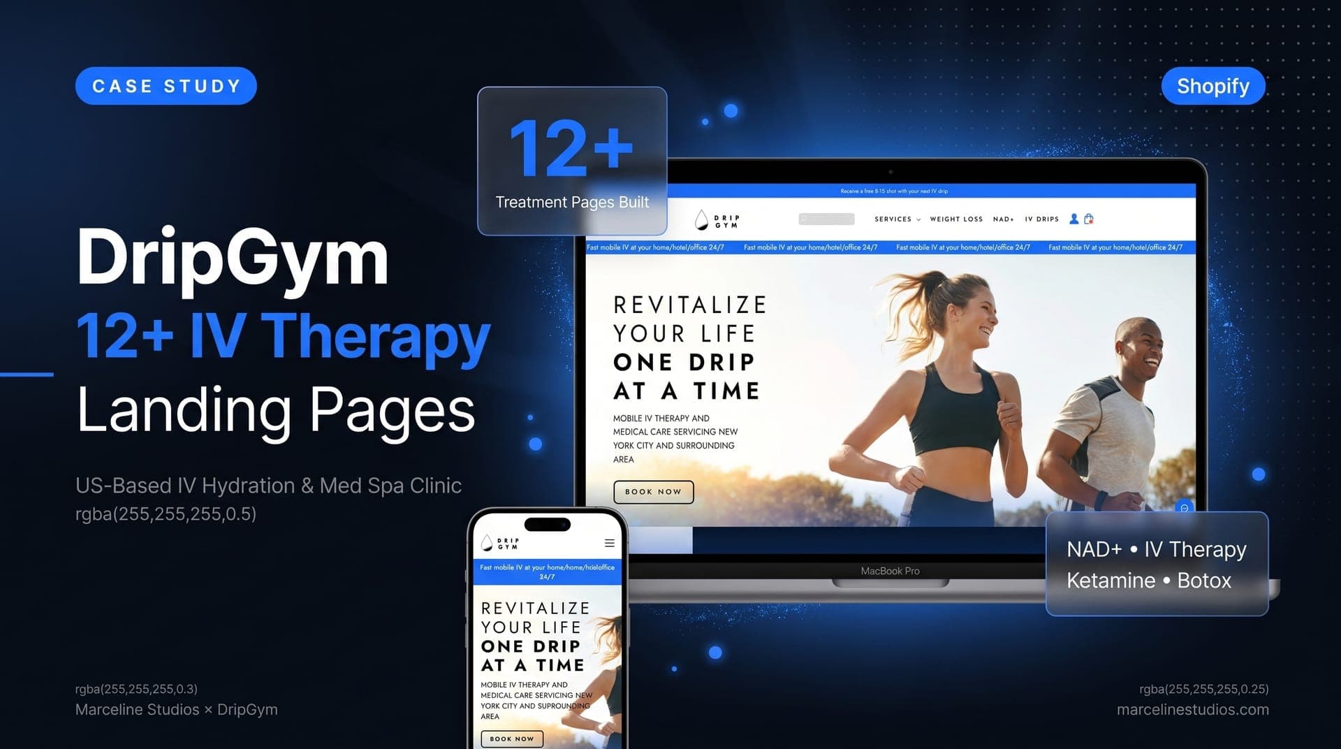 DripGym - IV Therapy / Med Spa website case study by Marceline Studios