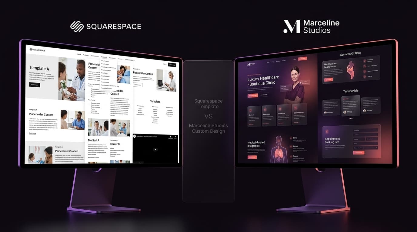 Squarespace vs Marceline Studios healthcare web design comparison