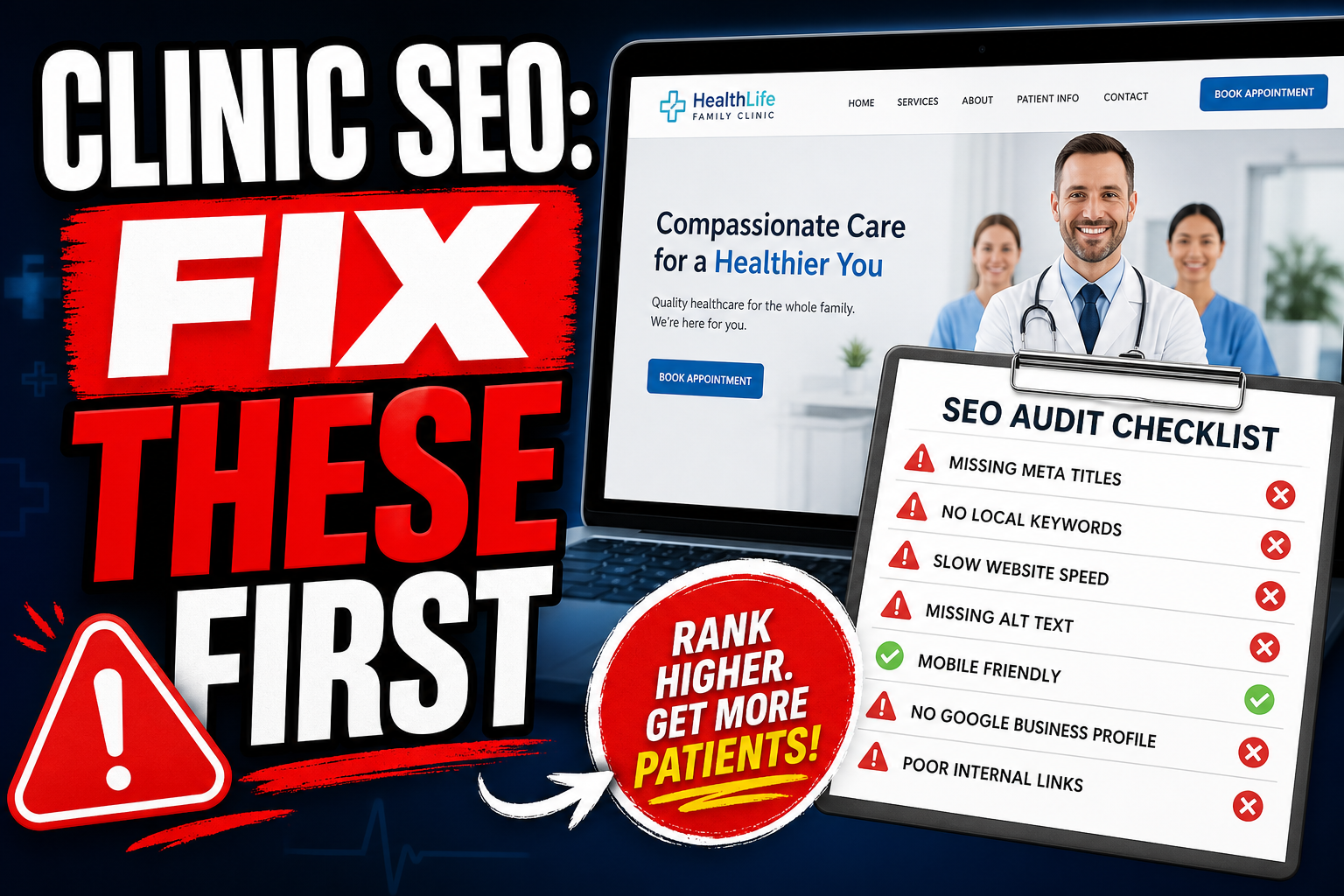 Clinic SEO Checklist: Fix These First (GSC + On‑Page + Local) - Healthcare Web Design Insights