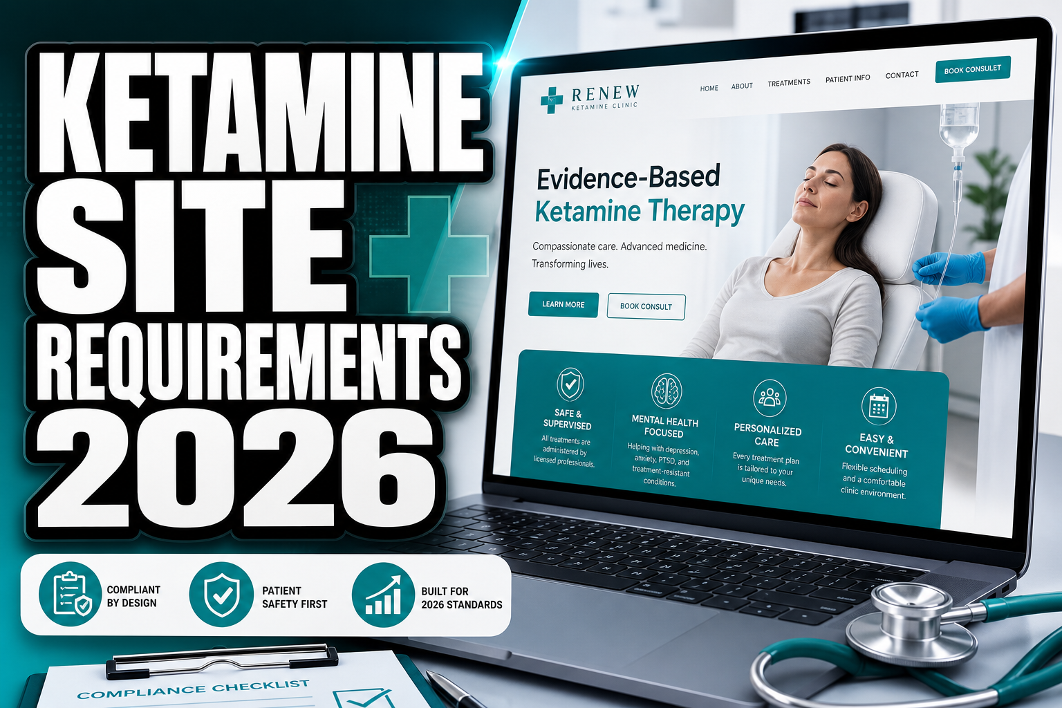 Ketamine Clinic Website Requirements (2026): Trust, Compliance, Conversions - Healthcare Web Design Insights
